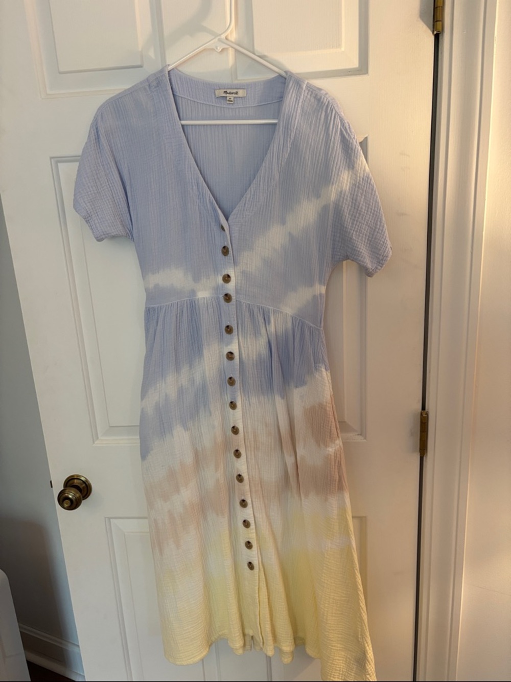 Madewell Pastel Tie-Dye Button-Front Midi Dress